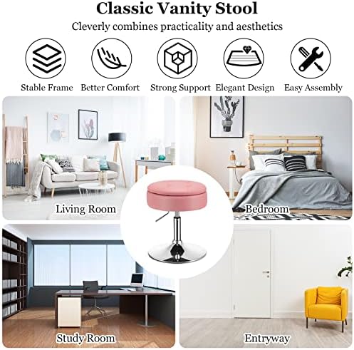 GIANTEX Adjustable Swivel Vanity Stool Set of 3, 360° Swivel 20"-26"...