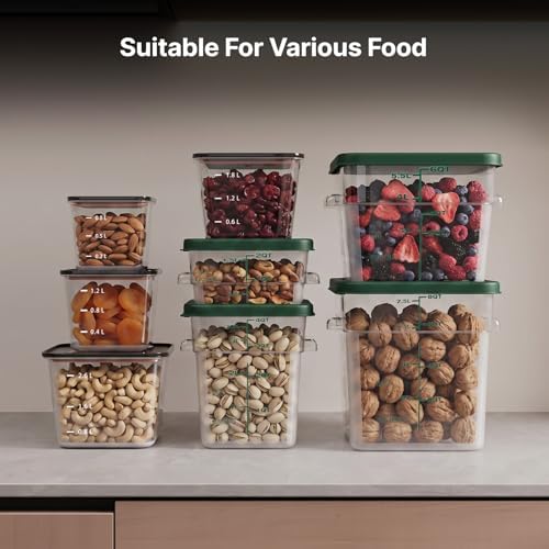 8 Pack Food Storage Containers;Stackable&Durable(0.95+1.5+2.2+3.2+4 * 4qt)