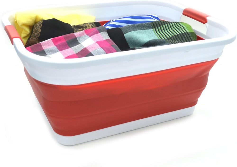 SAMMART Set of 2-41L(10.8 gallon) Collapsible Plastic Laundry Basket-Pop Up S...