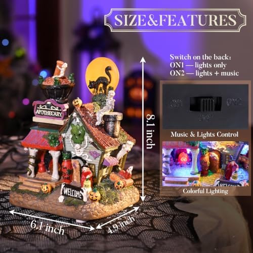 Valery Madelyn Halloween Decorations, Lighted Halloween Village Houses with M...