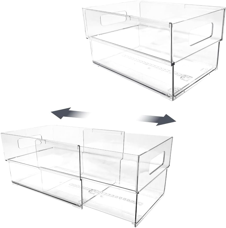 Isaac Jacobs 2-Pack Clear Expandable Storage Bins - Large