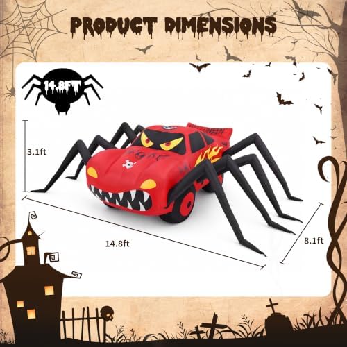Super Giant Red 14.8FT Halloween Inflatables Spider Car Outdoor Decorations