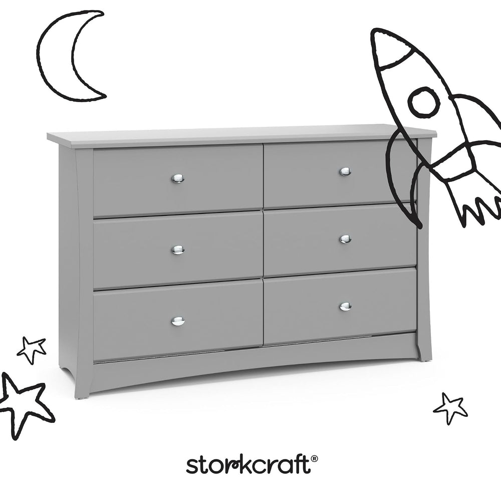 Storkcraft Crescent 6-Drawer Dresser, Pebble Gray