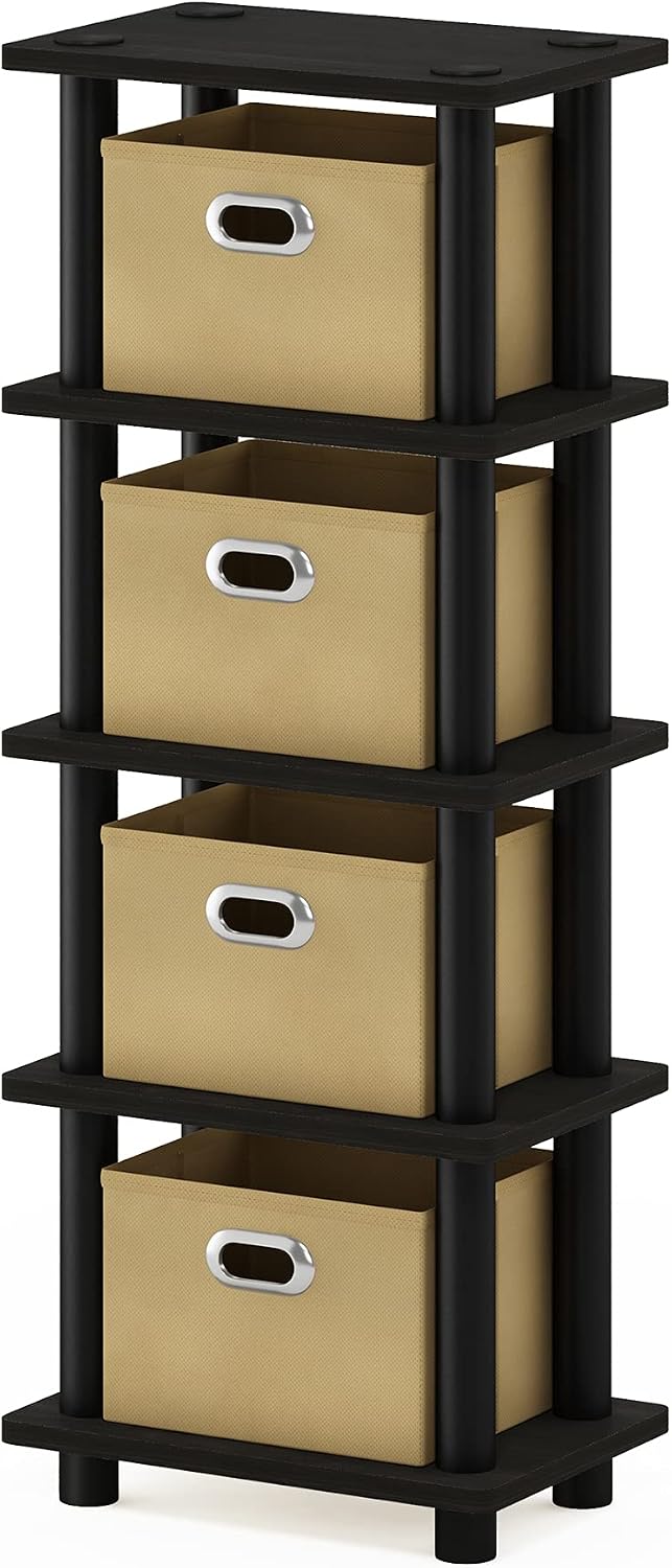 Furinno Turn-N-Tube Toolless 4-Tier Storage Shelves, Espresso