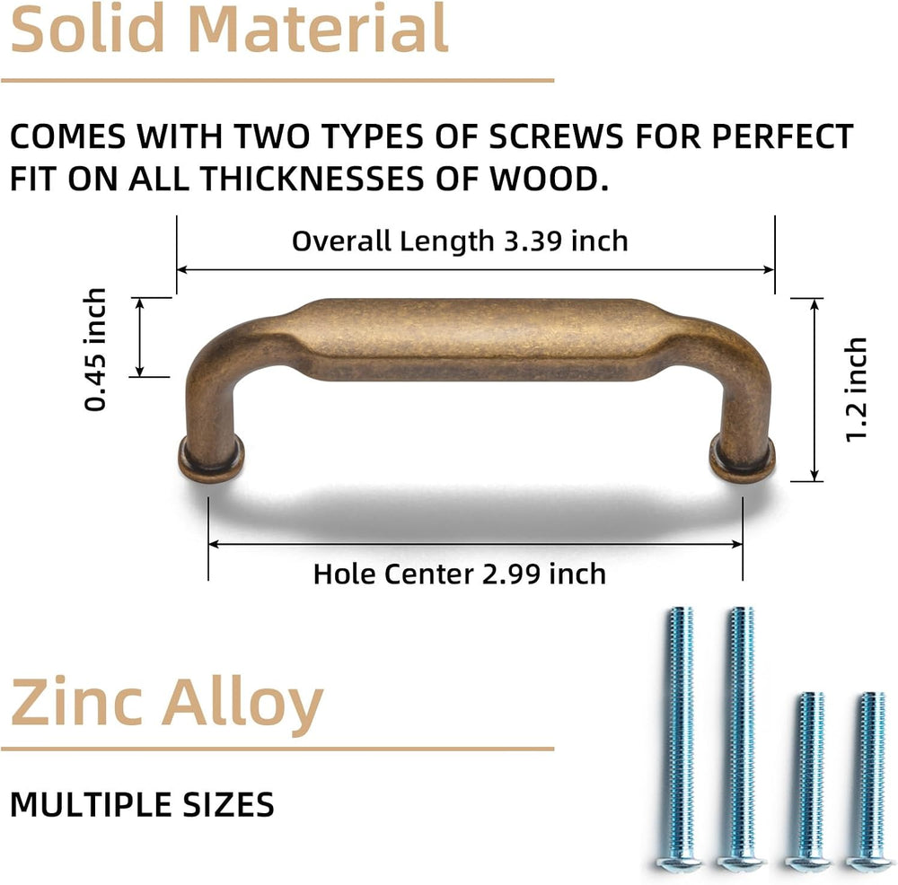 Goo-Ki 12 Pack 3 Inch (76mm) Hole Center Cabinet Pulls Antique Brass Zinc All...
