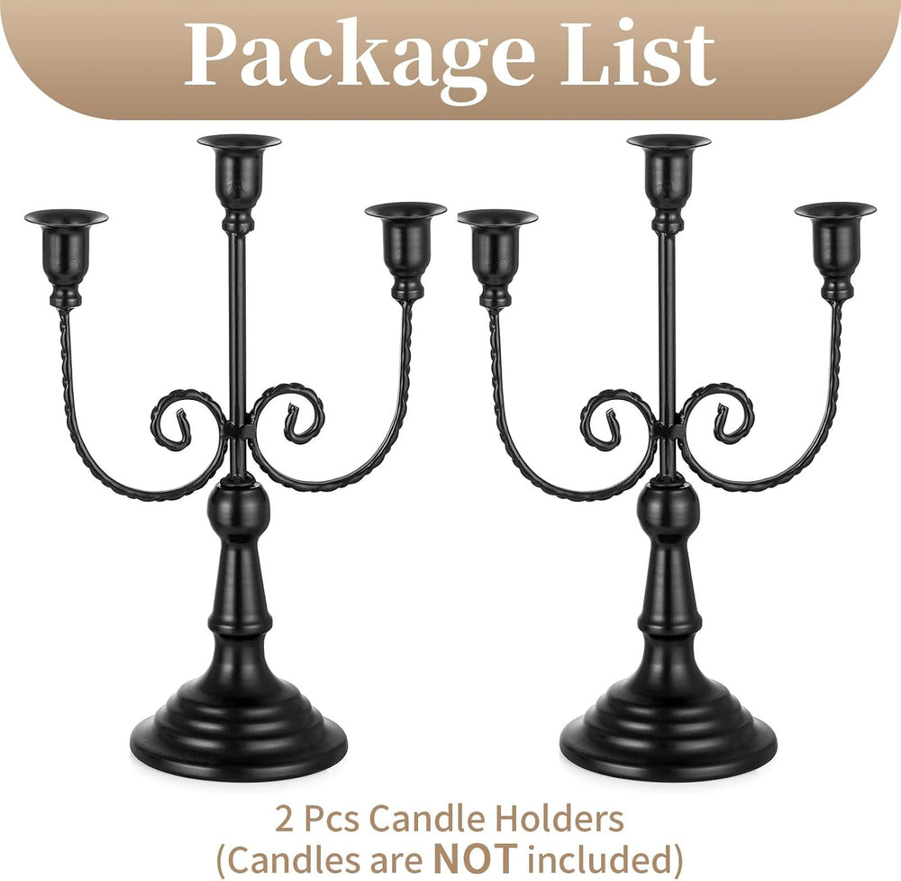 Sziqiqi Black Candelabra Candle Holder for Halloween, 3 Arms Candelabra