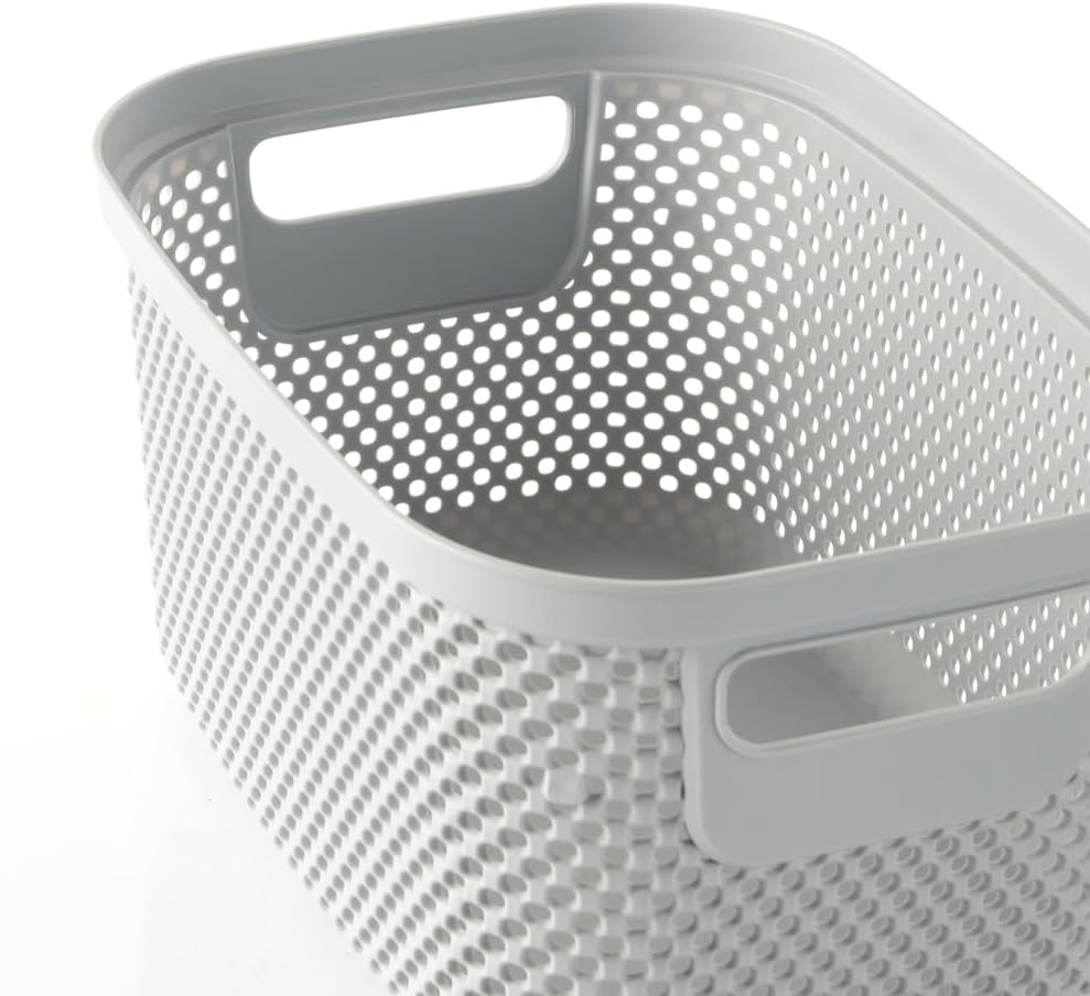 keeeper Knitted Look Storage Basket, 3.5 L, Side Handles, Air-Permeable, Plas...
