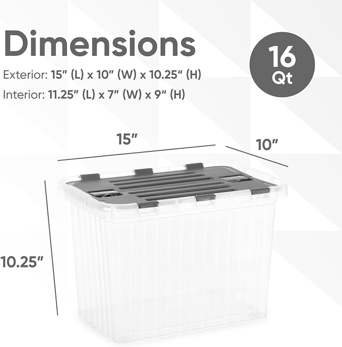 Superio Storage Bins with Lids, Stackable Totes, BPA Free, Odor Free, Organiz...
