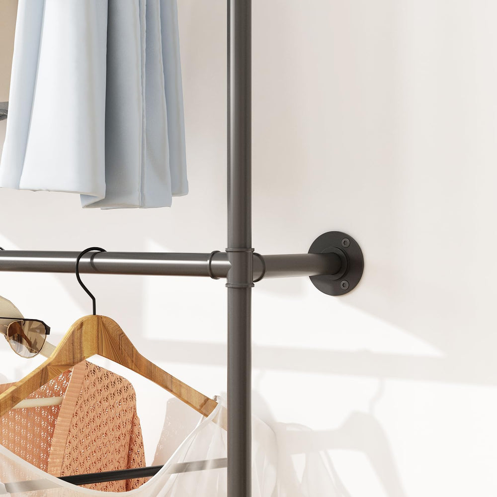 ORSENIGO Industrial Pipe Clothing Rack, Heavy Duty Metal Clothes Rack with Do...