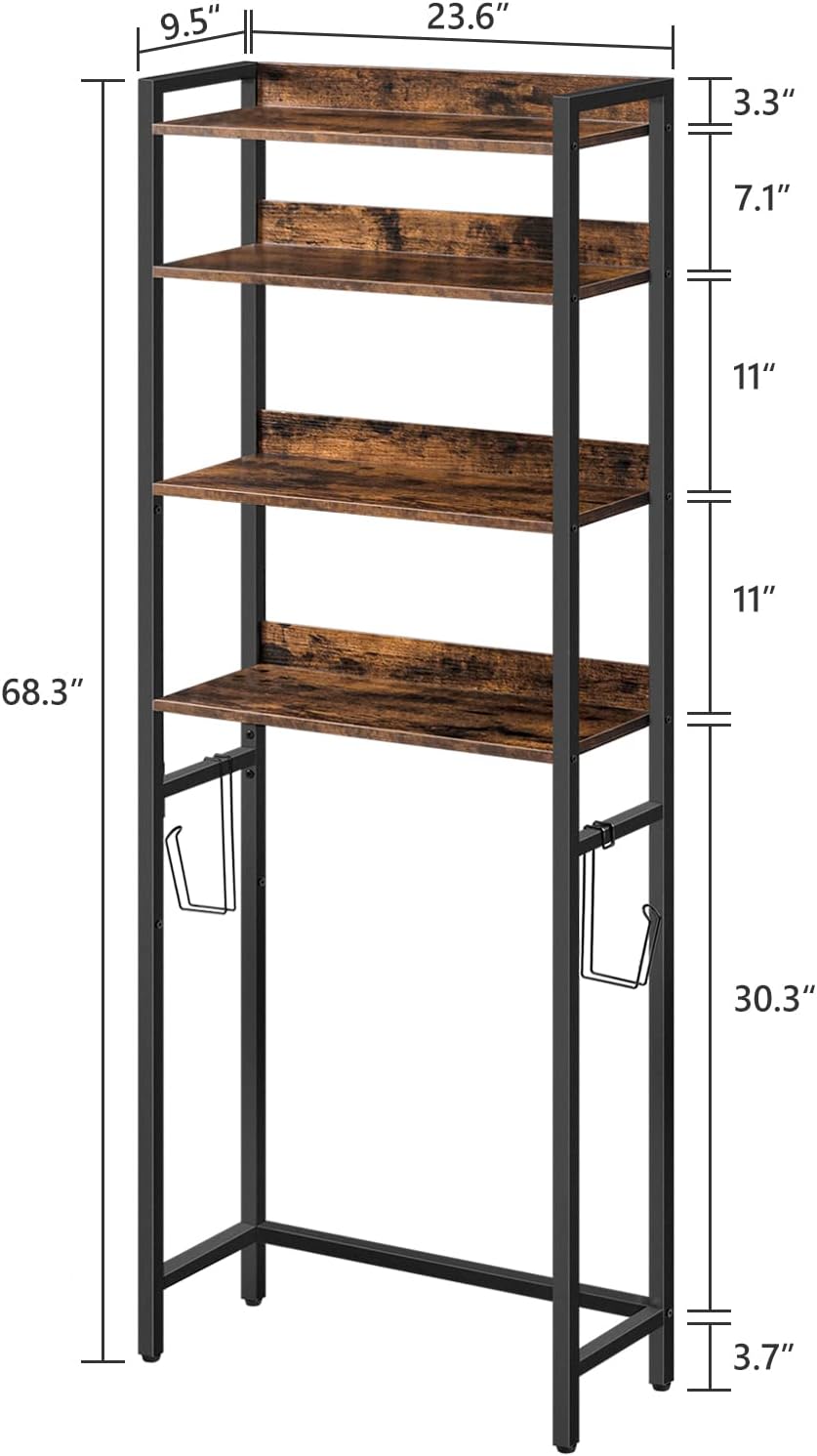 MAHANCRIS Over The Toilet Storage Rack, 4 Tier Bathroom Organizer Over Toilet...