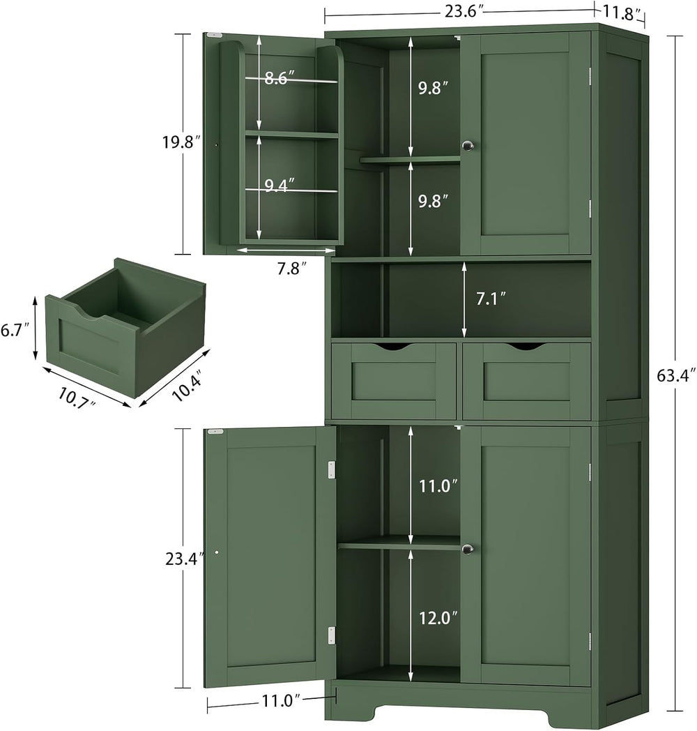 Kitchen Pantry Cabinet with 4 Door Shelves, Tall Storage Cabinet