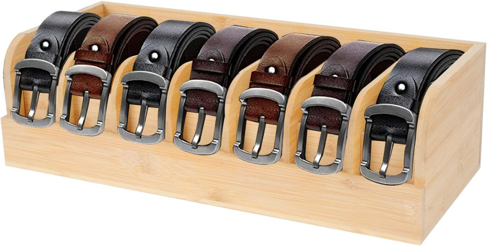GTI Belt Organizer, 7 Compartments Belt Organizer for Closet and Drawer, Bamb...