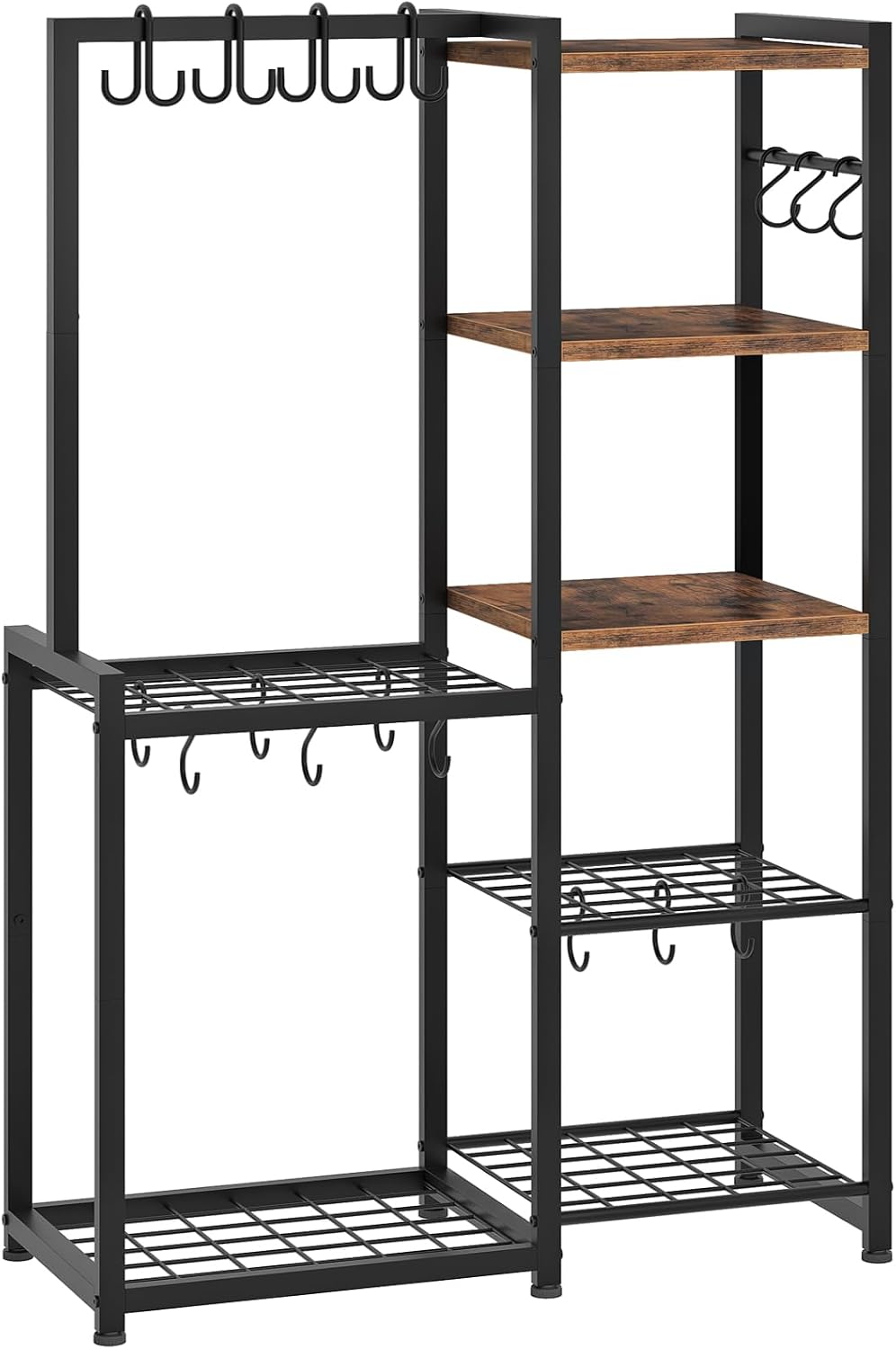 5-Tier Pot Rack, Cookware Stand with Hooks, Pans Pots Organizer for Kitchen, ...