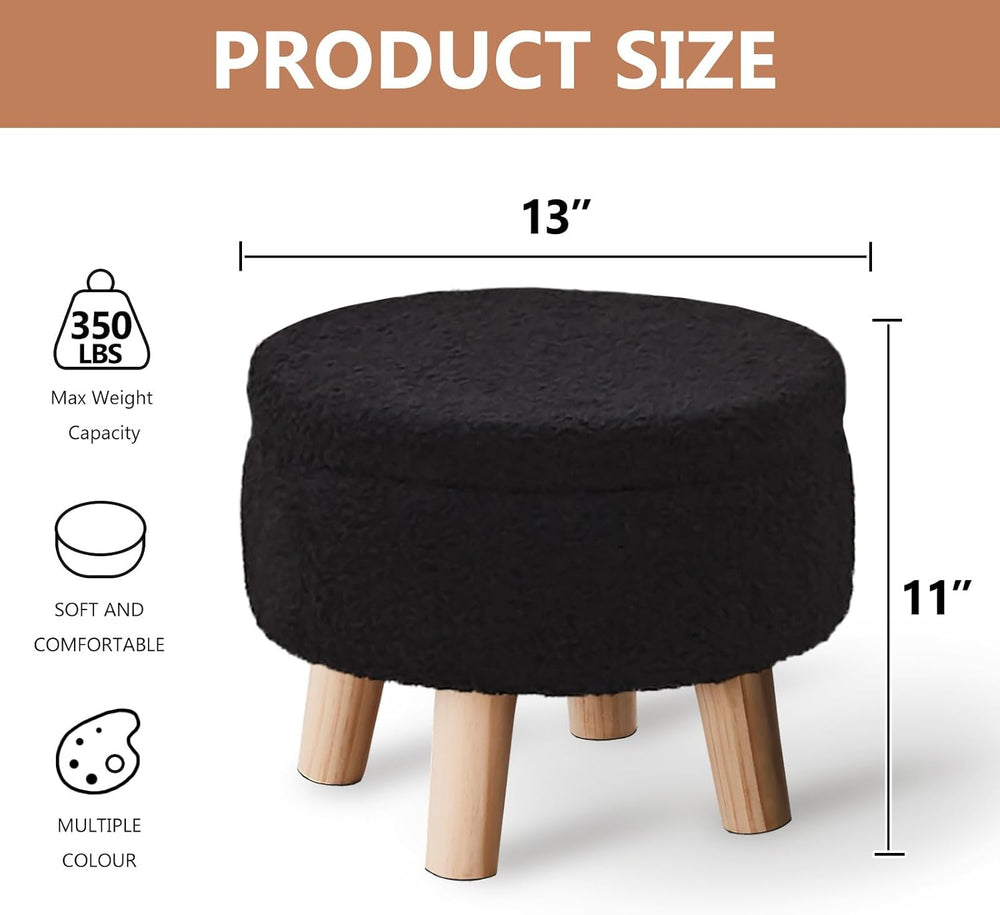 Wimarsbon Storage Ottoman, Modern Round Footrest with Soft Padded Seat, Teddy...