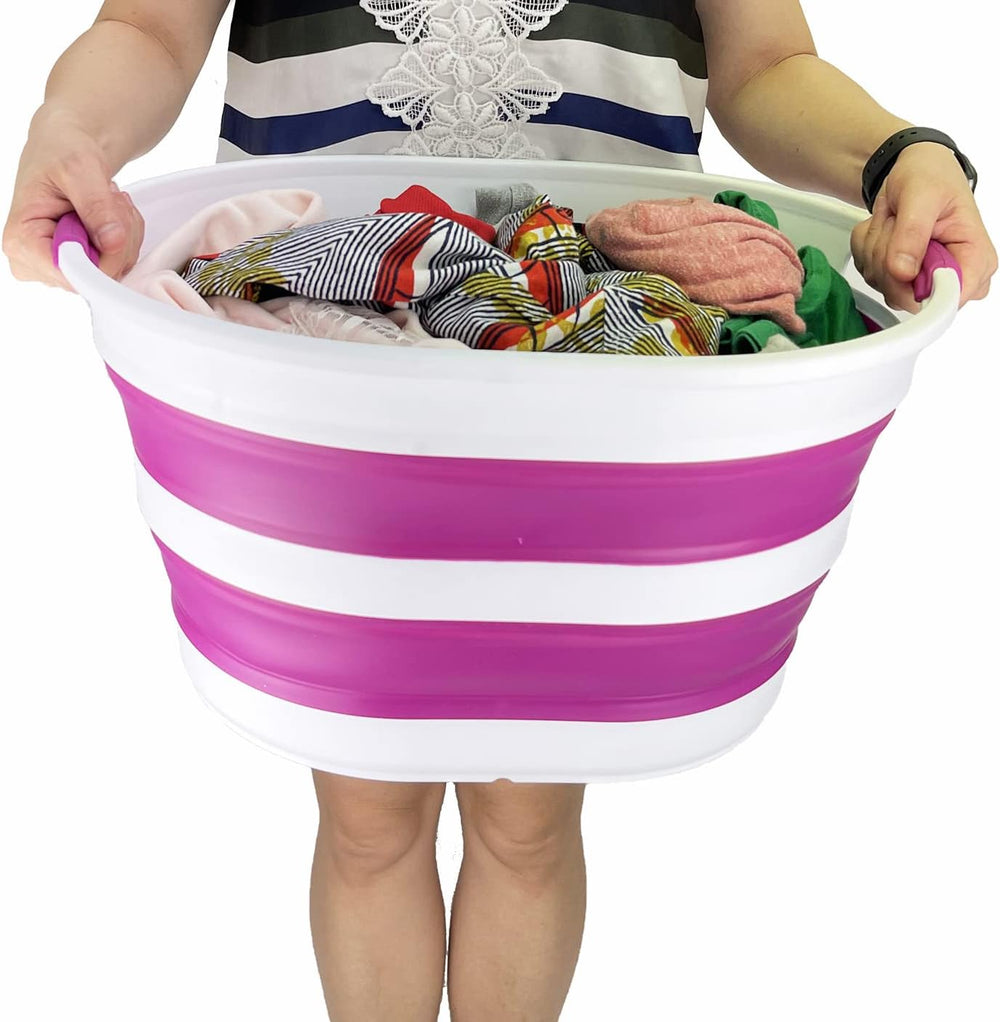 SAMMART 23L (6 Gallons) Collapsible Plastic Laundry Basket - Oval Tub/Basket ...