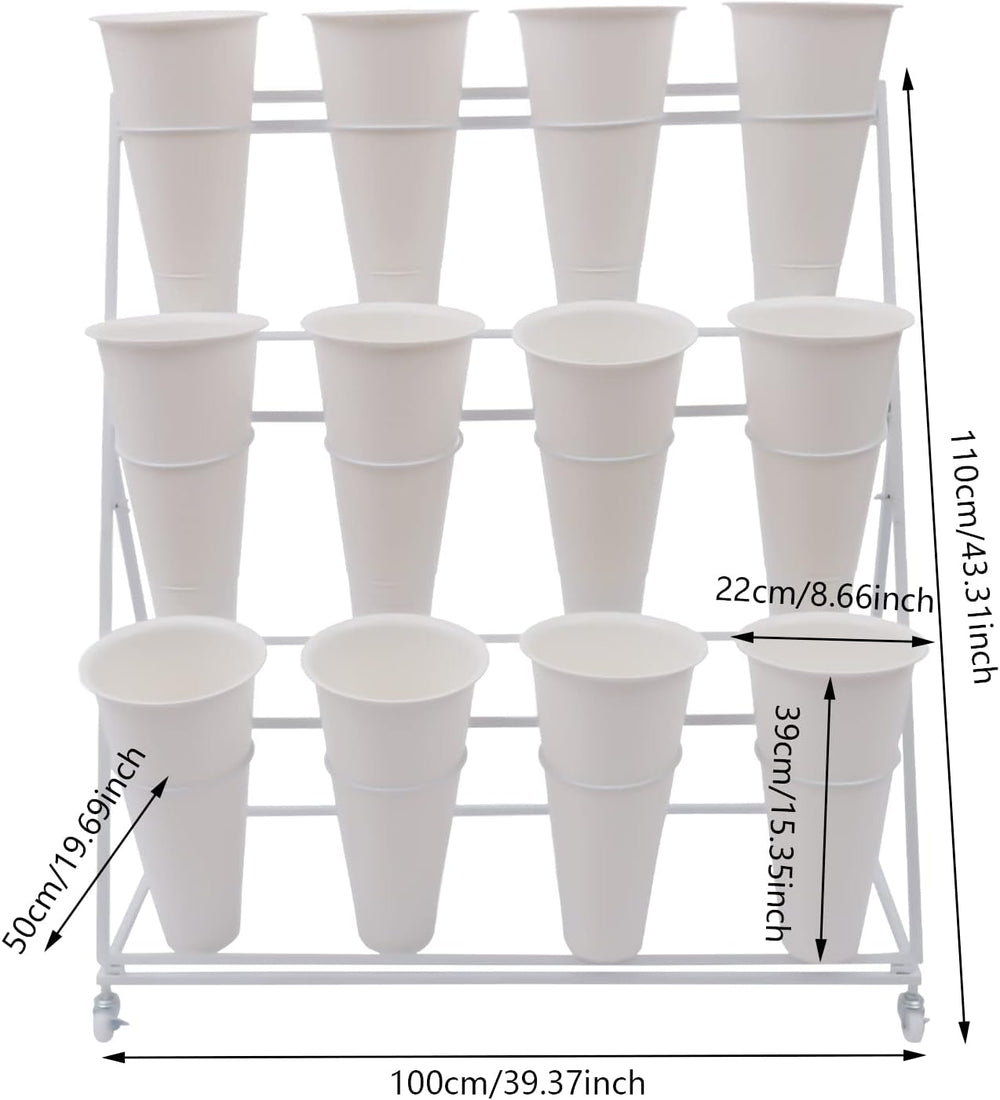 Flower Display Stand with 12 Buckets, Flower Container for Flower Bar, Heavy ...