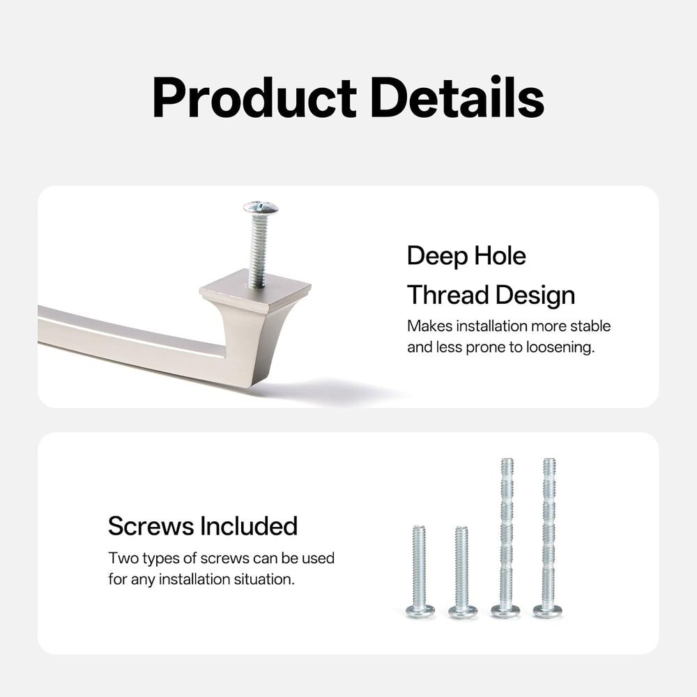 Liron Hardware 10 Pack Brushed Nickel 96mm Cabinet Handles for Kitchen