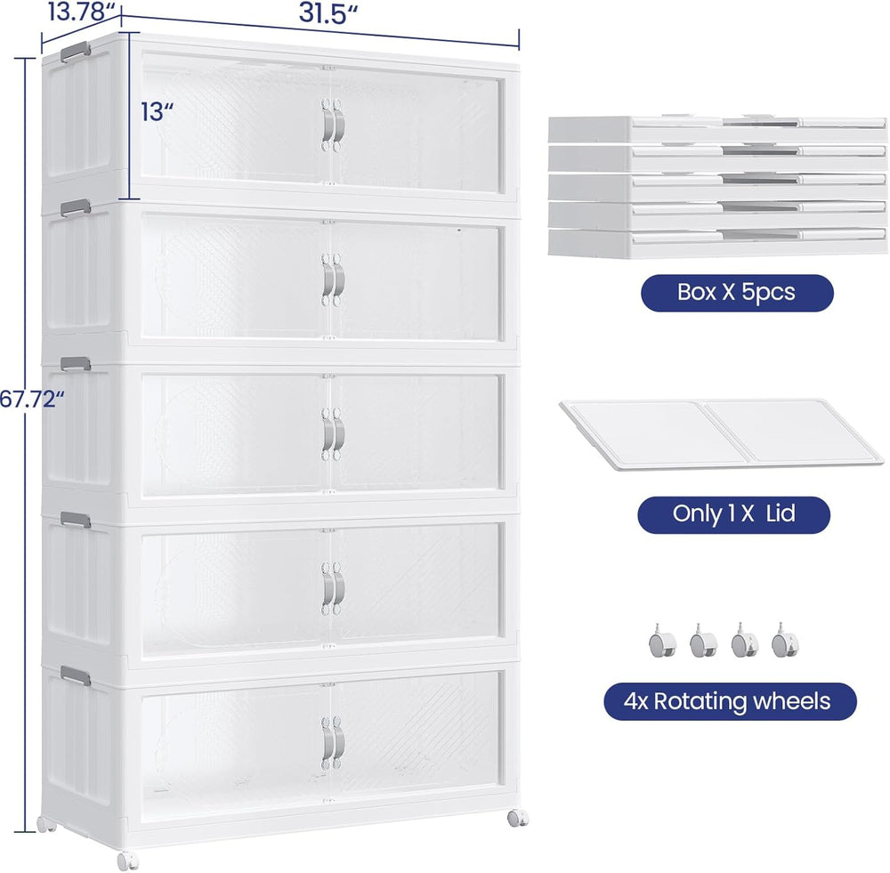 200GAL/800QT Plastic Storage Bins with Lids & Wheels, Collapsible Stackab...