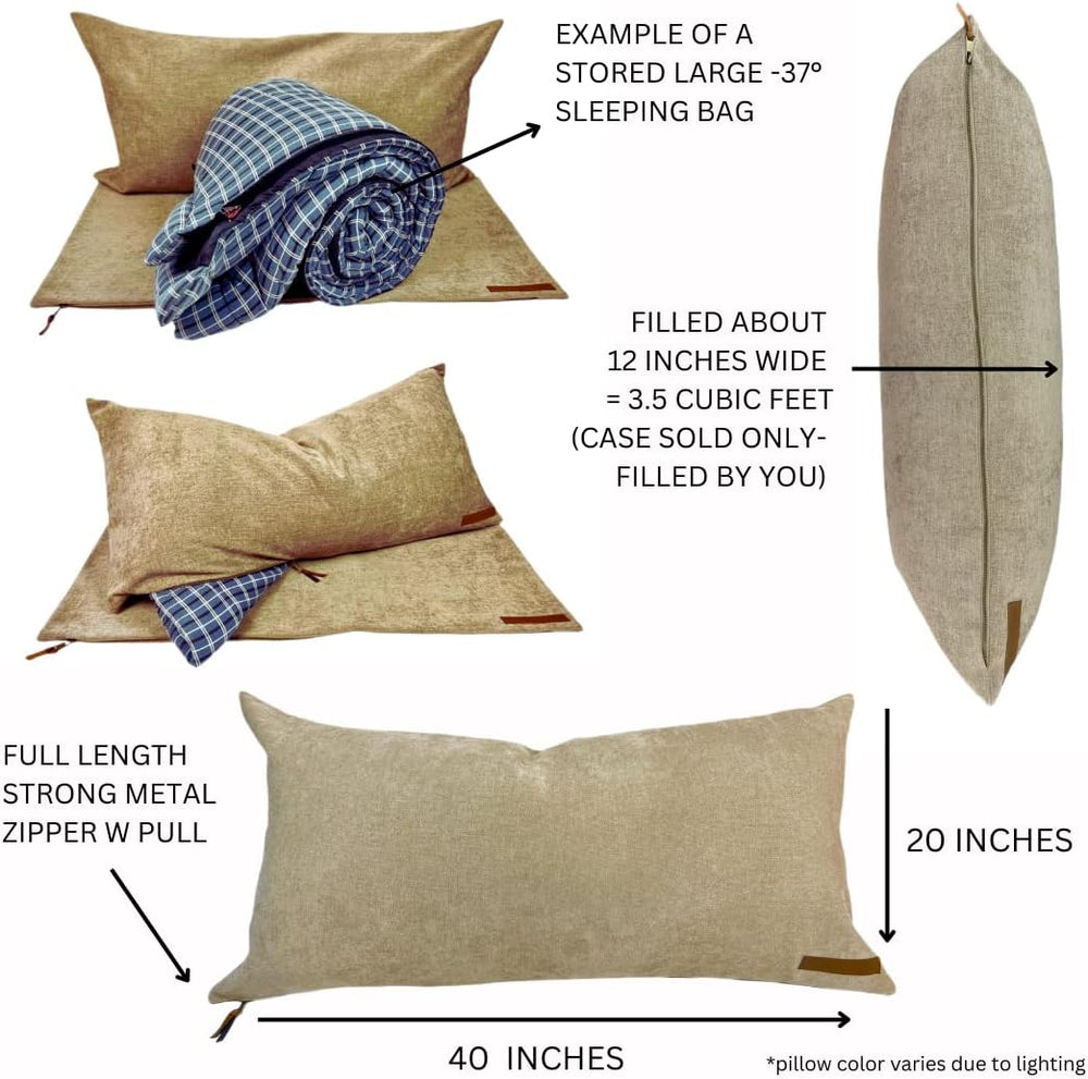 THE STORAGE PILLOW XL zippered storage Pillowcase FILL w Clothes Bedding Blan...