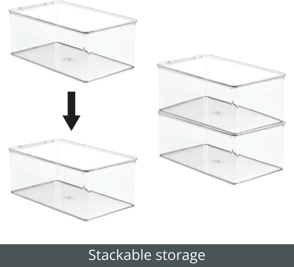 mDesign Stackable Plastic Closet Storage Container Bin Box with Hinge Lid for...