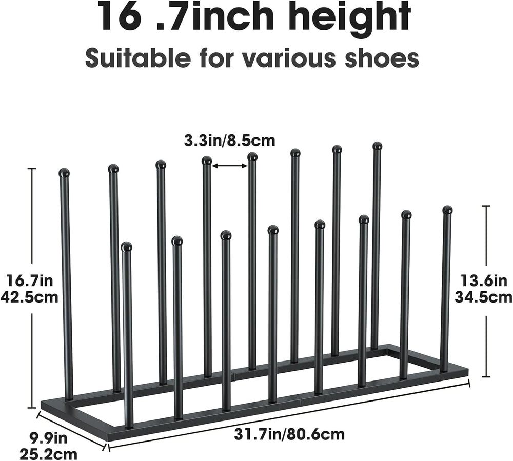 Urban Deco Free Standing Shoe Racks, Boot Organizer for Tall Boots, Black Met...