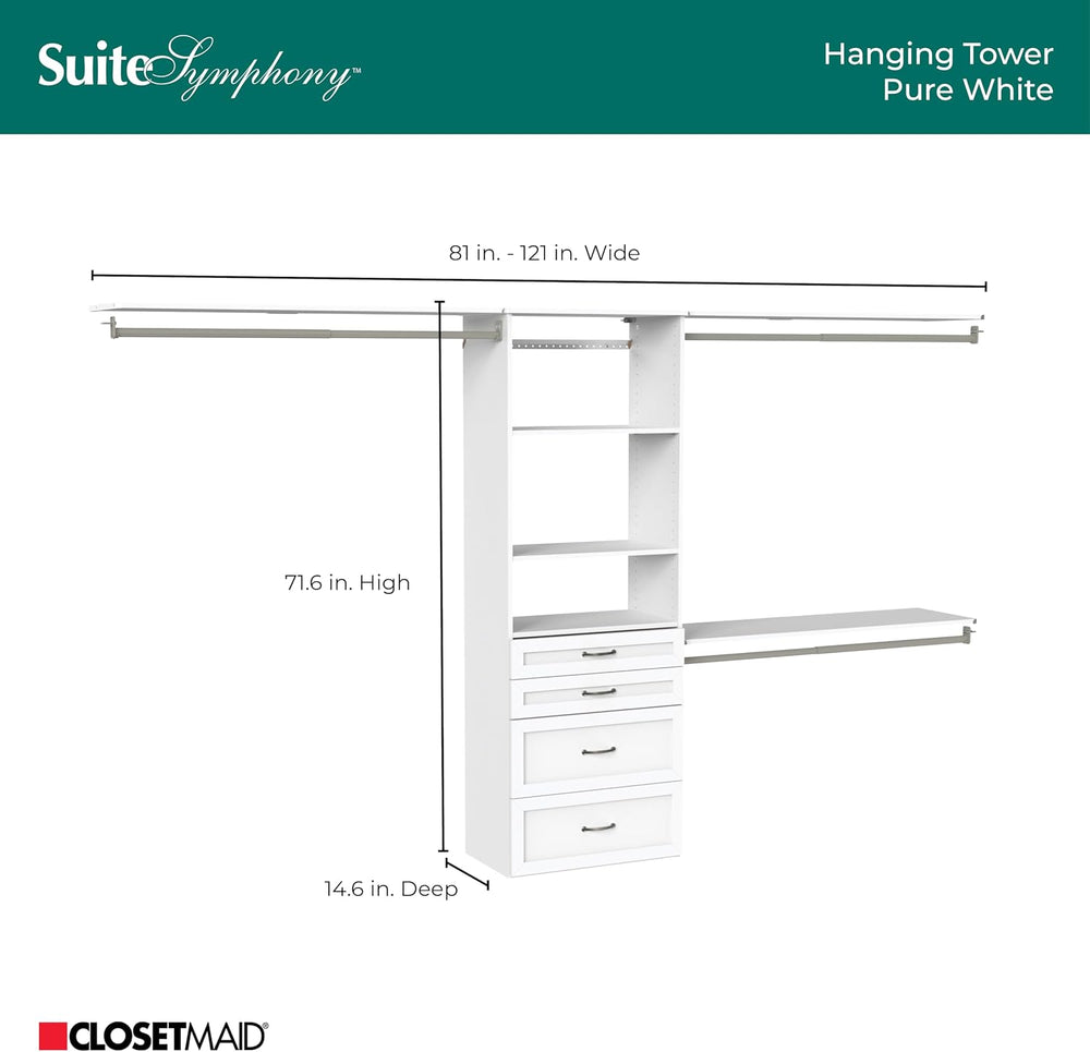 ClosetMaid SuiteSymphony Hanging Closet Kit Includes (1) Tower, (3) Closet Ro...