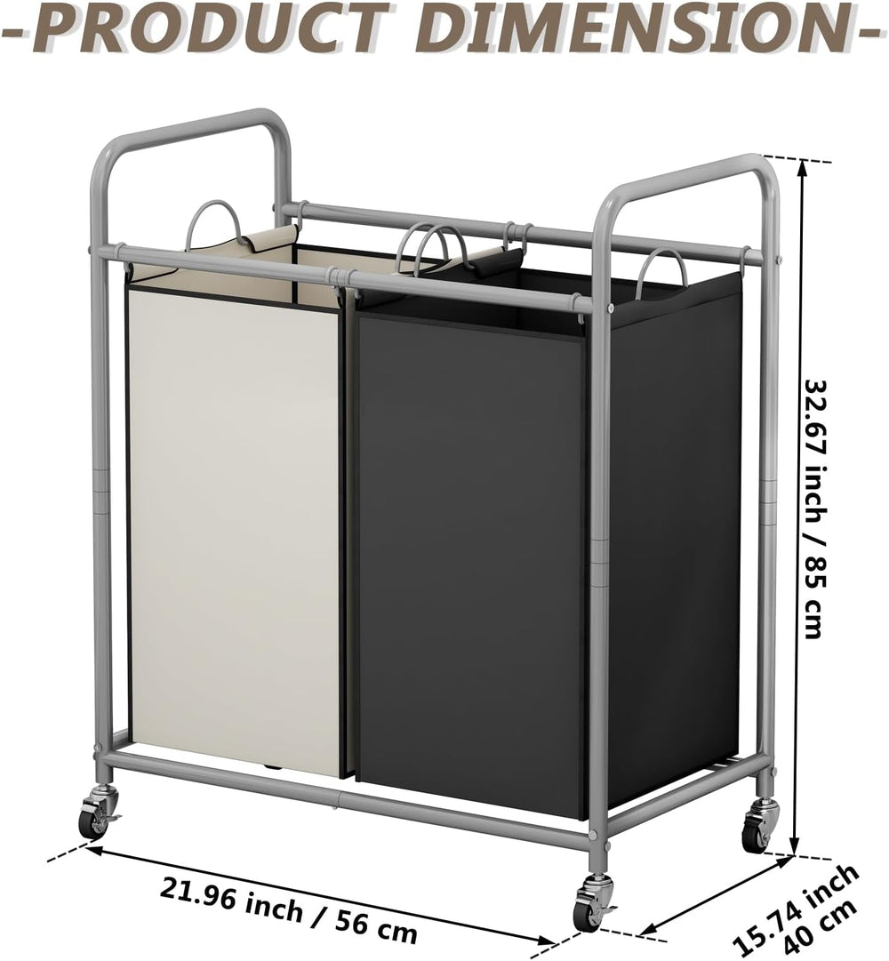 SUOERNUO Laundry Hamper with Lockable Wheels and 2 Removable Bags