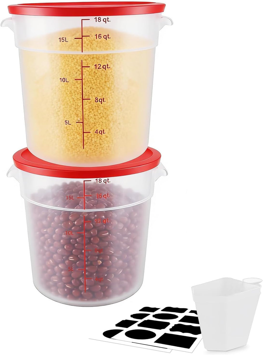 2 Pack Square Food Storage Container With Lid,12-22 Quart Commercial Storage ...