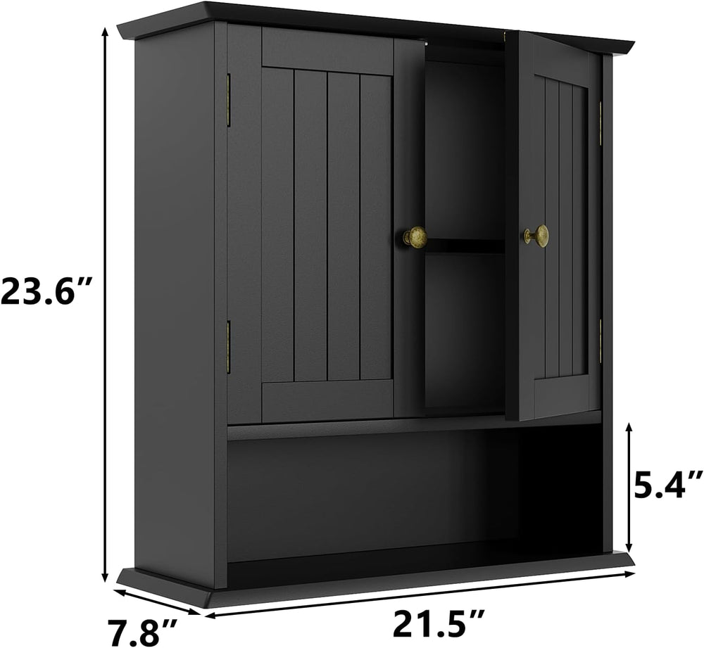 Bathroom Wall Cabinet, Bathroom Cabinet Wall Mount with 2 Doors and Open Shel...