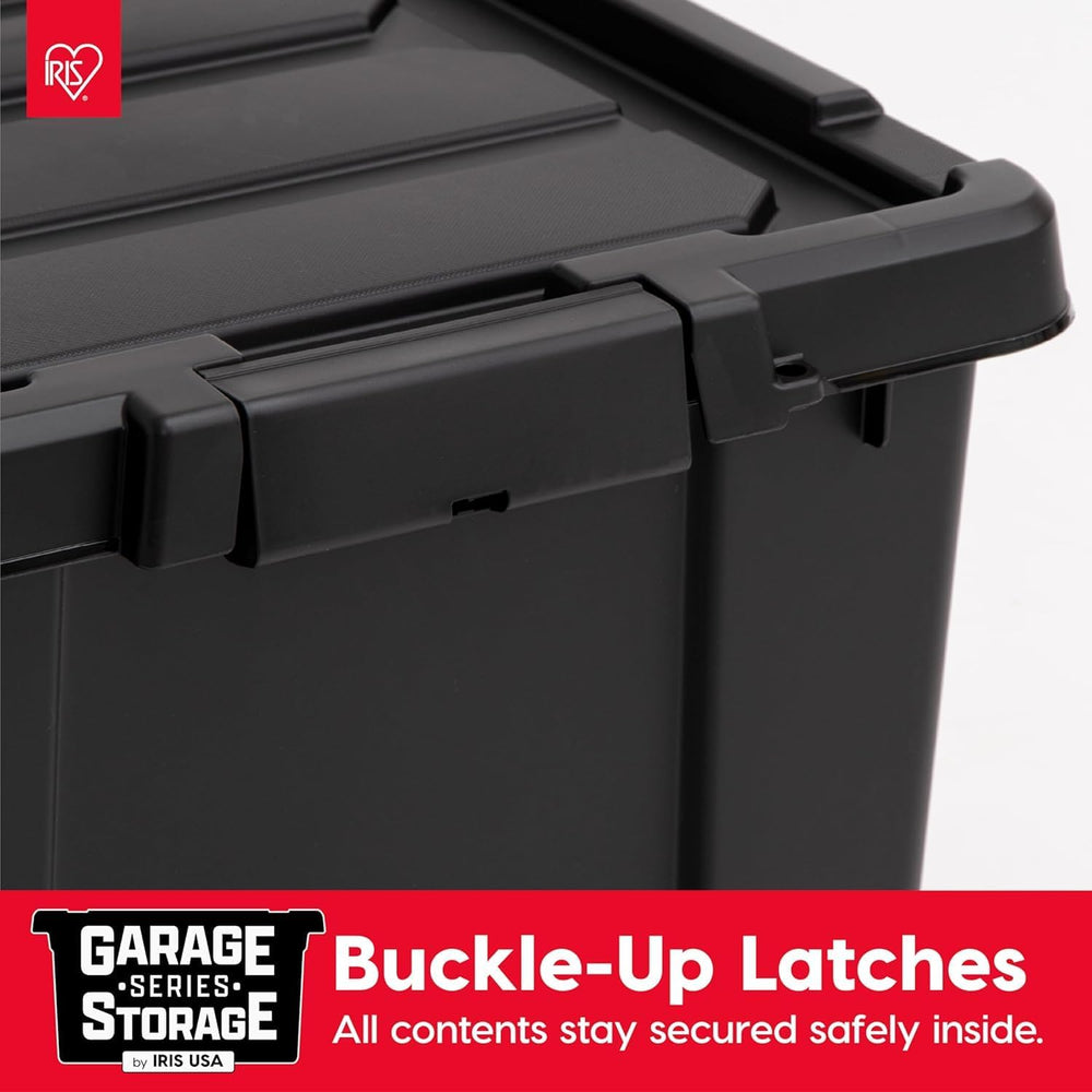 IRIS USA 6-Pack 20 Gal Heavy Duty Lockable Storage Totes with Lids, Black