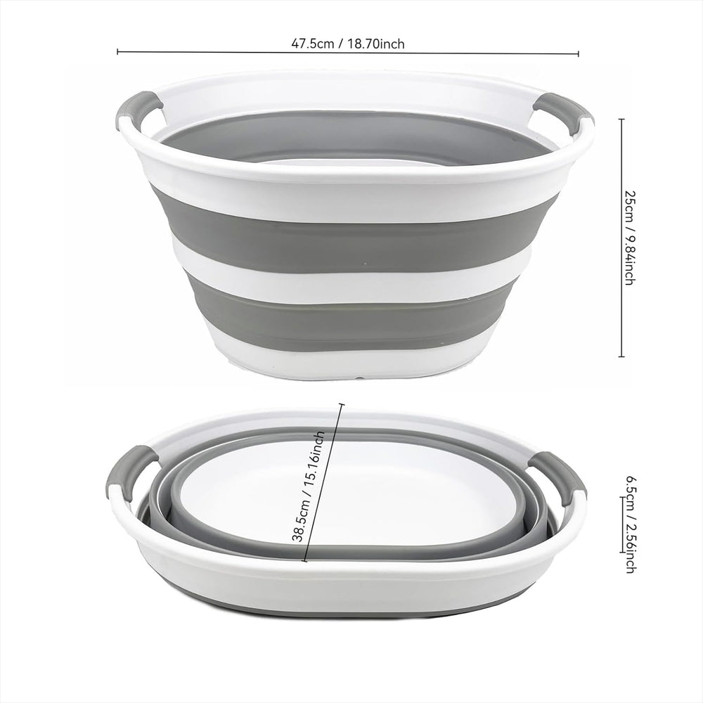 SAMMART Collapsible Plastic Oval Laundry Basket 23L (6 Gallons) -Foldable Sto...