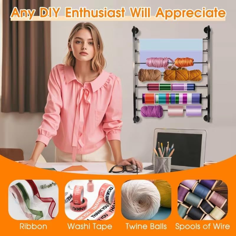 7 Tier Ribbon Storage Organizer, Wall Mounted Ribbon Organizer