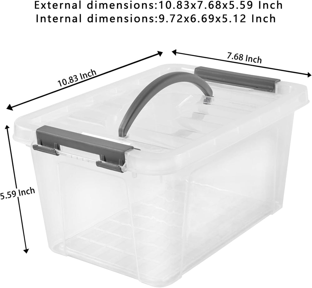 Eslite 6 Quart Plastic Stackable Storage Latch Bins,Clear Latching Box with H...