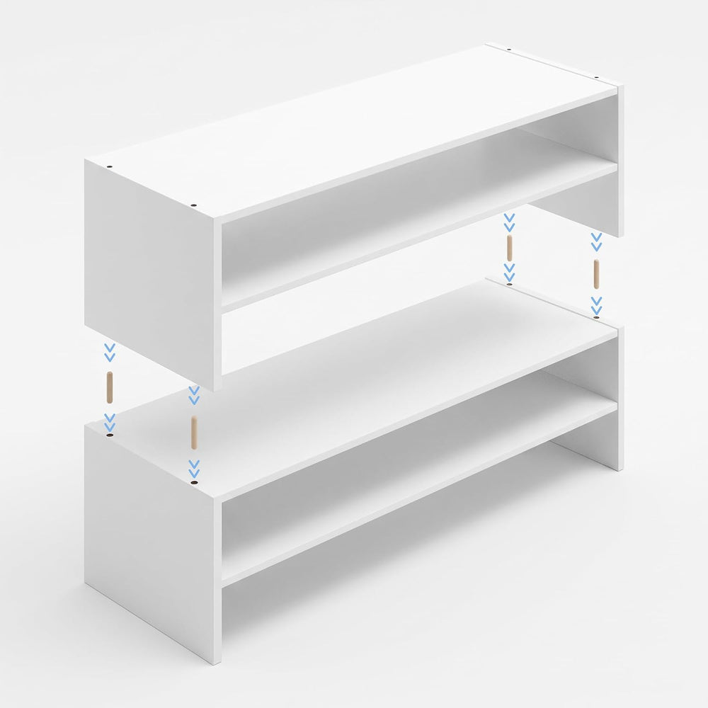 Whitmor Stackable 31" Extra Wide 2-Shelf Storage Organizer, White