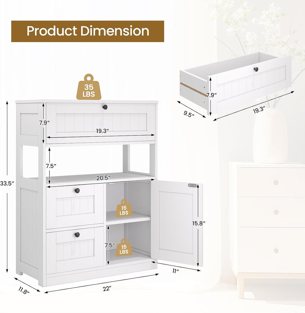 GRUSIGN Bathroom Cabinet, Modern Bathroom Floor Storage Cabinet Organizer wit...