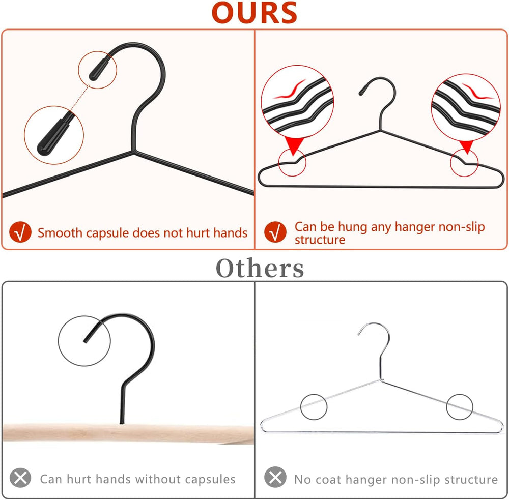 40Pack+5 Clips Luxurious Metal Hanger Set, Upgraded Thicker Black Hangers