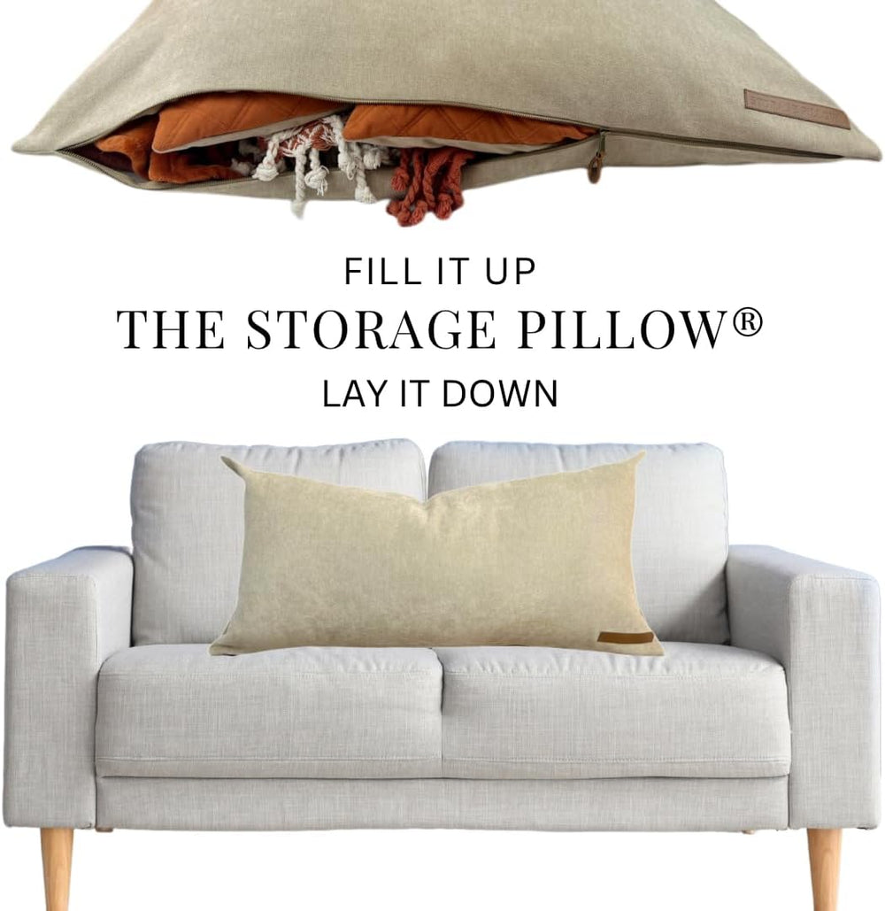 THE STORAGE PILLOW XL zippered storage Pillowcase FILL w Clothes Bedding Blan...