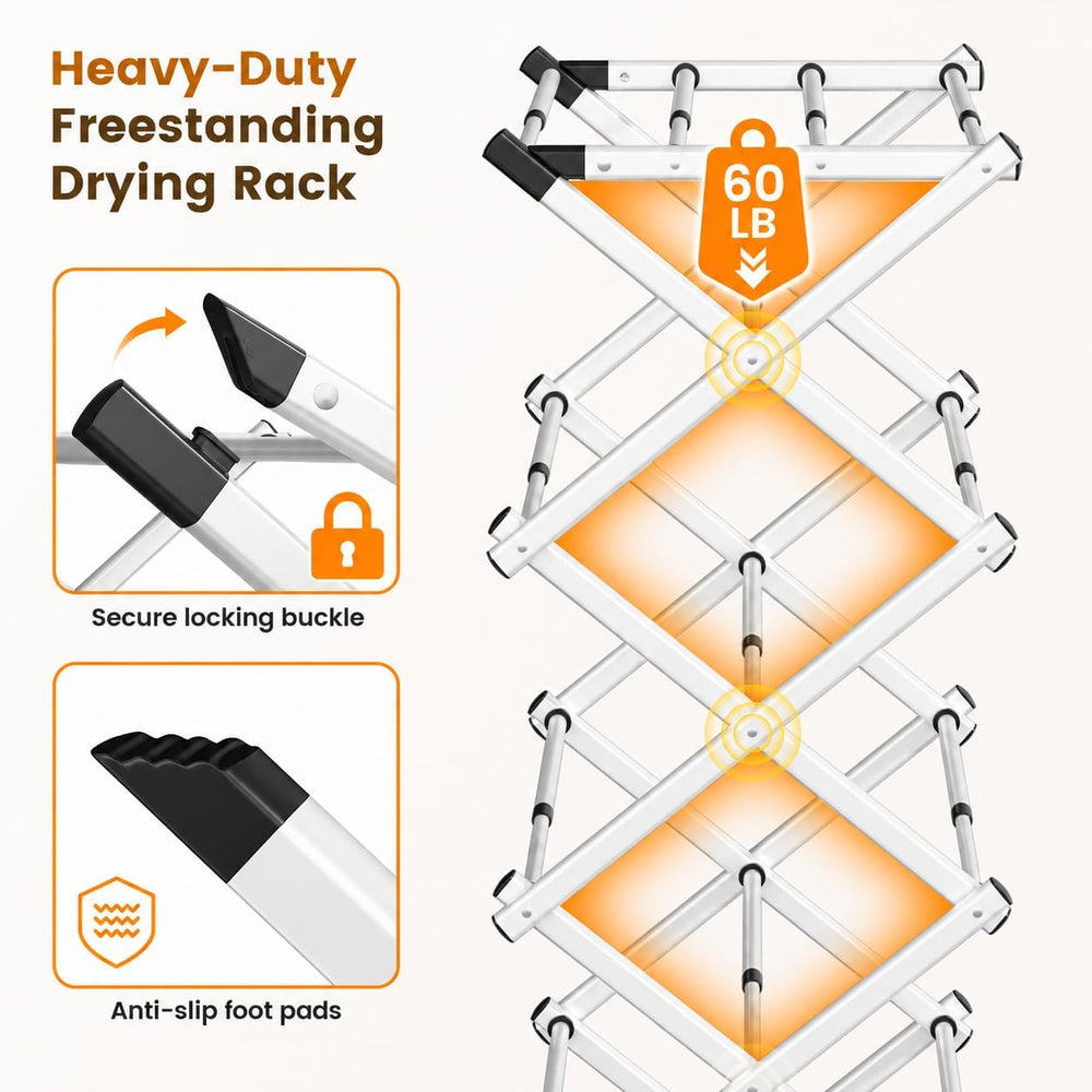 4-Tier Foldable Clothes Drying Rack, Adjustable Width 16.3"-27.95",...
