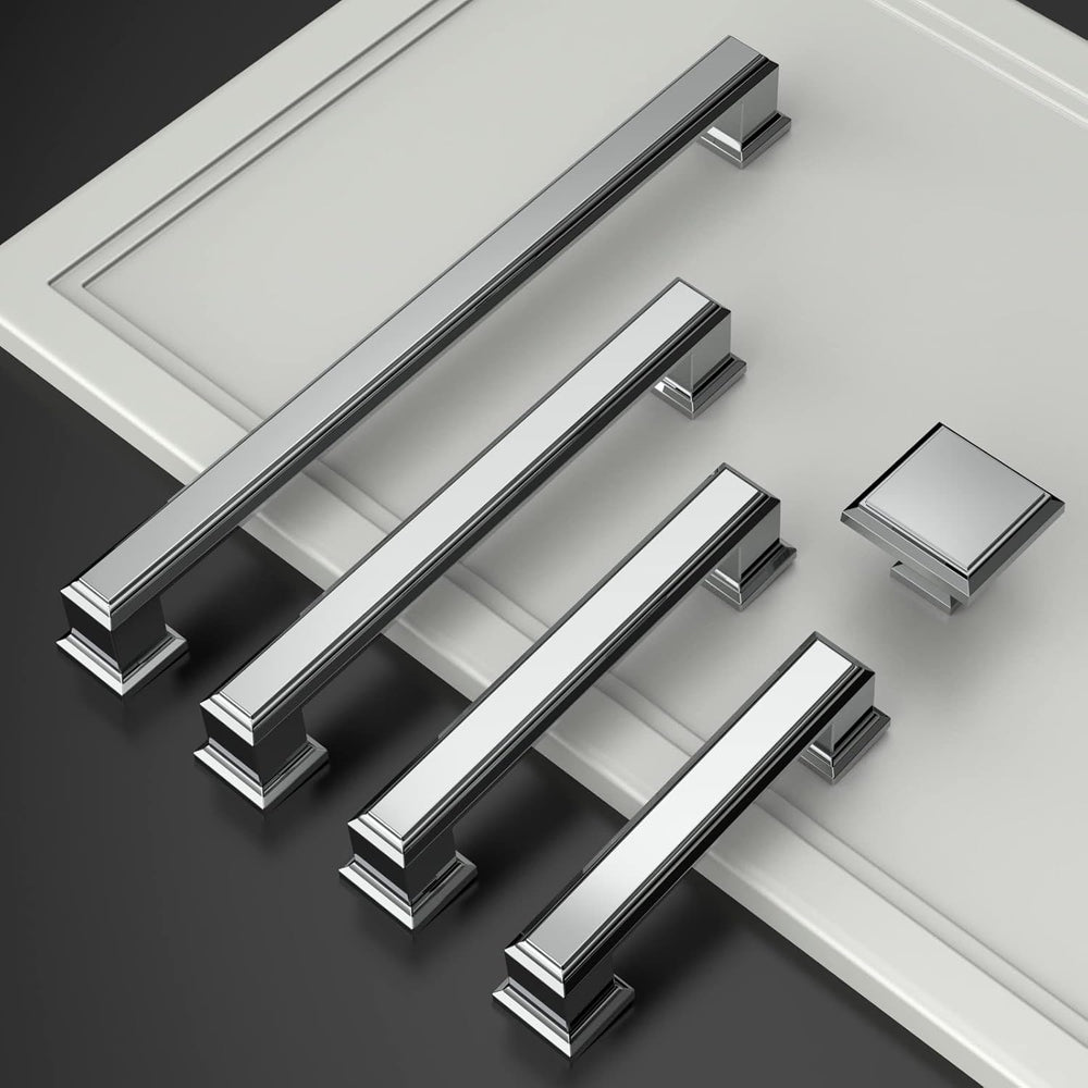 Amerdeco 10 Pack Polished Chrome Cabinet Pulls 3 Inch(76mm) Hole Center Cabin...