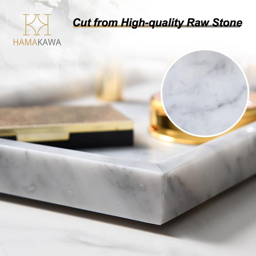 Italian Marble Vanity Tray, Real Natural Bathroom Tray 12 inch