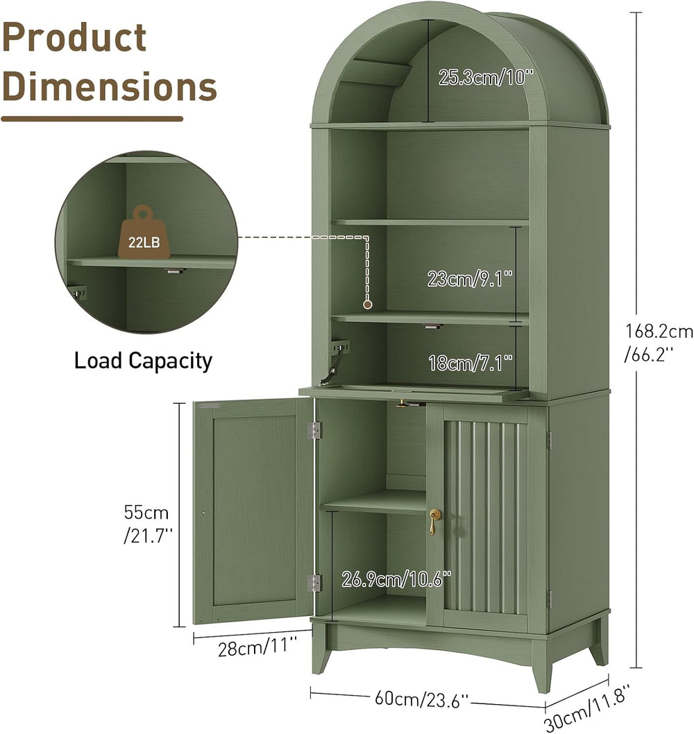 66" Tall Bathroom Storage Cabinet with Flip Drawer, Freestanding Storage...