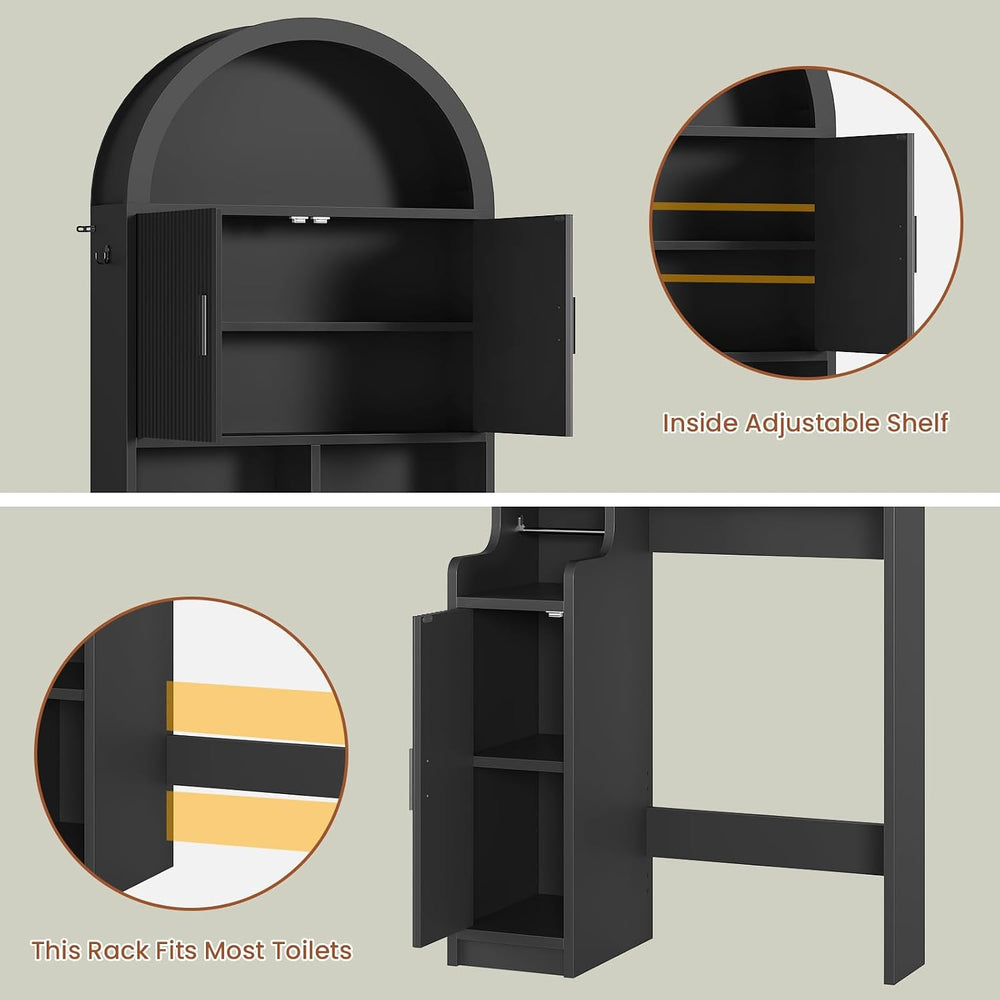 Itaar Arched Over The Toilet Storage Cabinet, 78.7" H Fluted Bathroom Or...