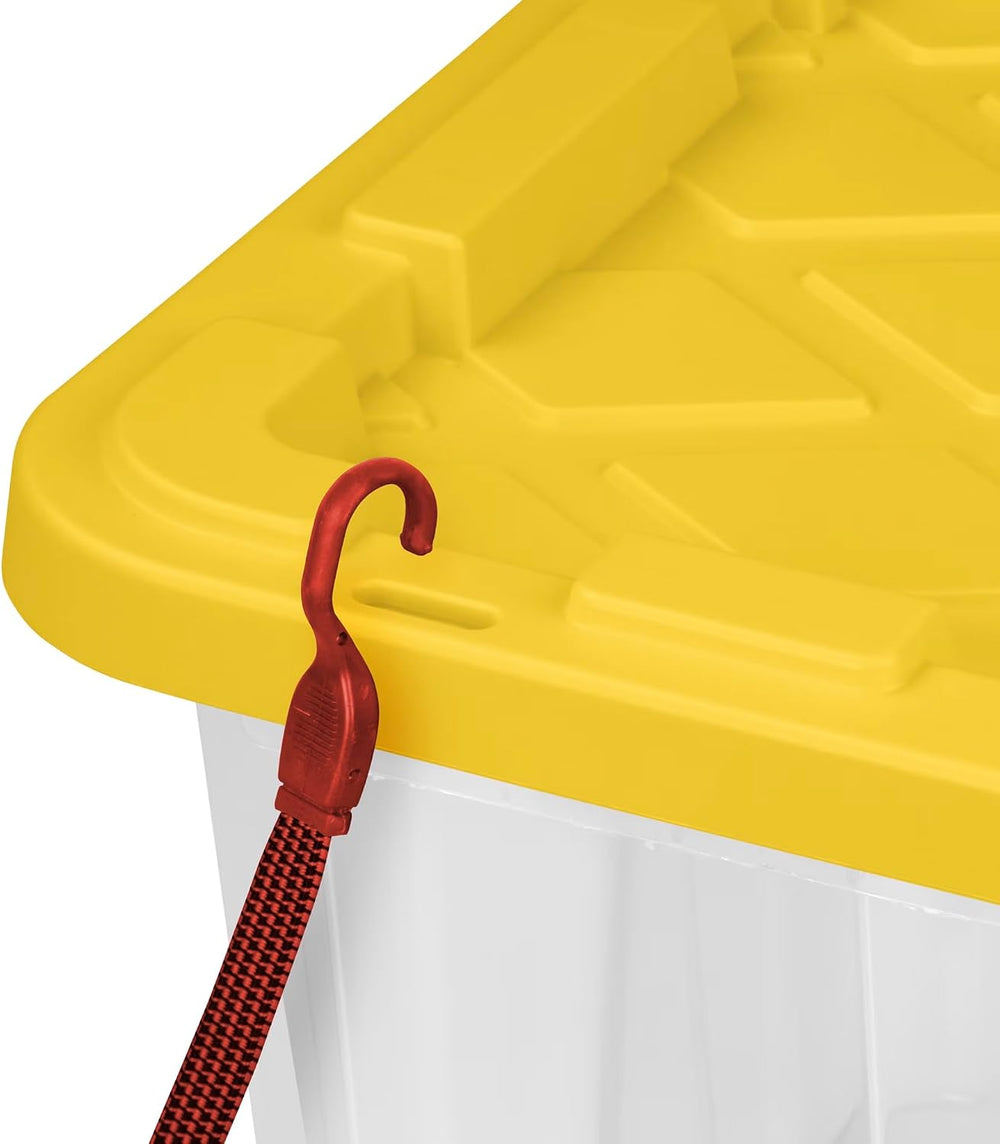 27 Gallon Clear Plastic Storage Container, Yellow, Set of 4