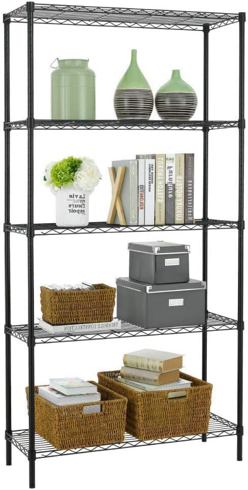 BestOffice | 5-Tier Wire Shelf | 36" x 14" x 72" | Black