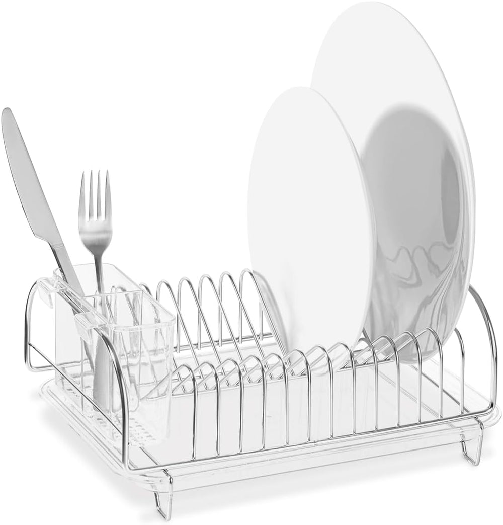 Better Houseware Stainless Steel Dish Drainer with Clear Plastic Tray and Cut...