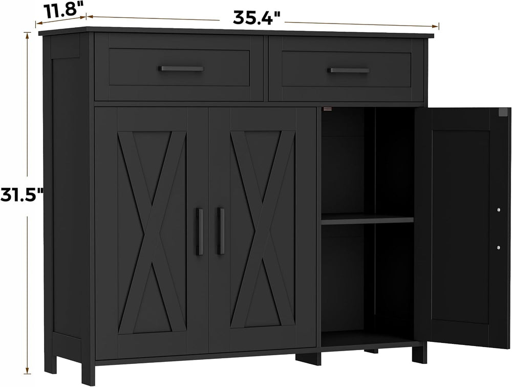 Homhedy Coffee Bar Storage Cabinet with Drawers, Kitchen Buffet Cabinet