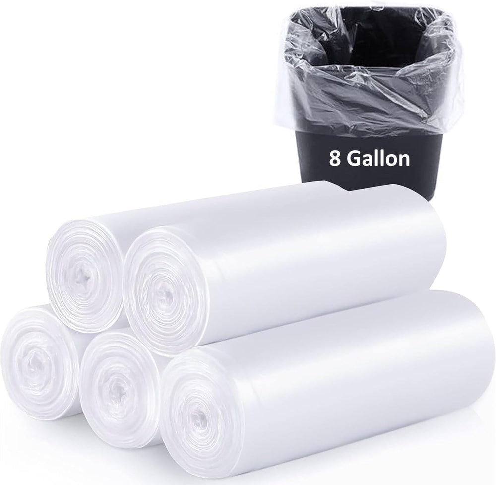 320 Count 8 Gallon Trash Bags Clear Medium Garbage Bags Strong, Leakage-Free,...