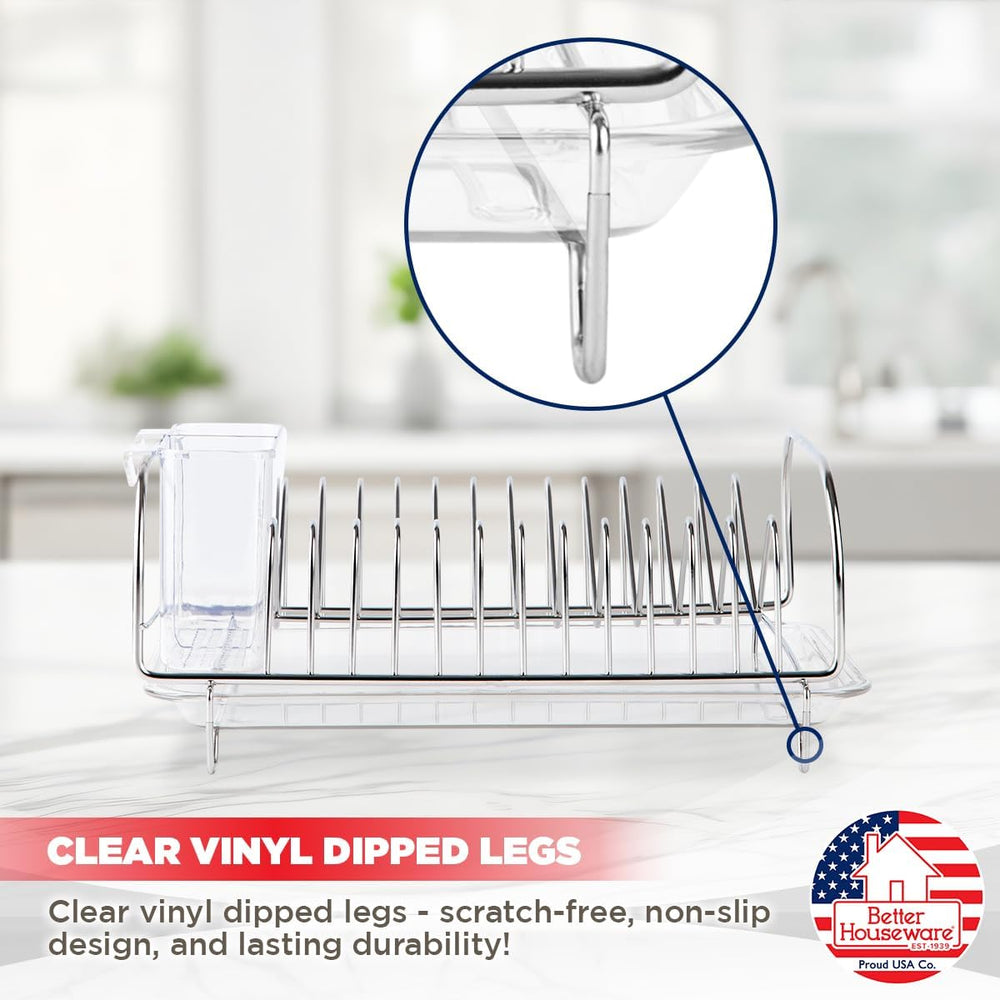 Better Houseware Stainless Steel Dish Drainer with Clear Plastic Tray and Cut...