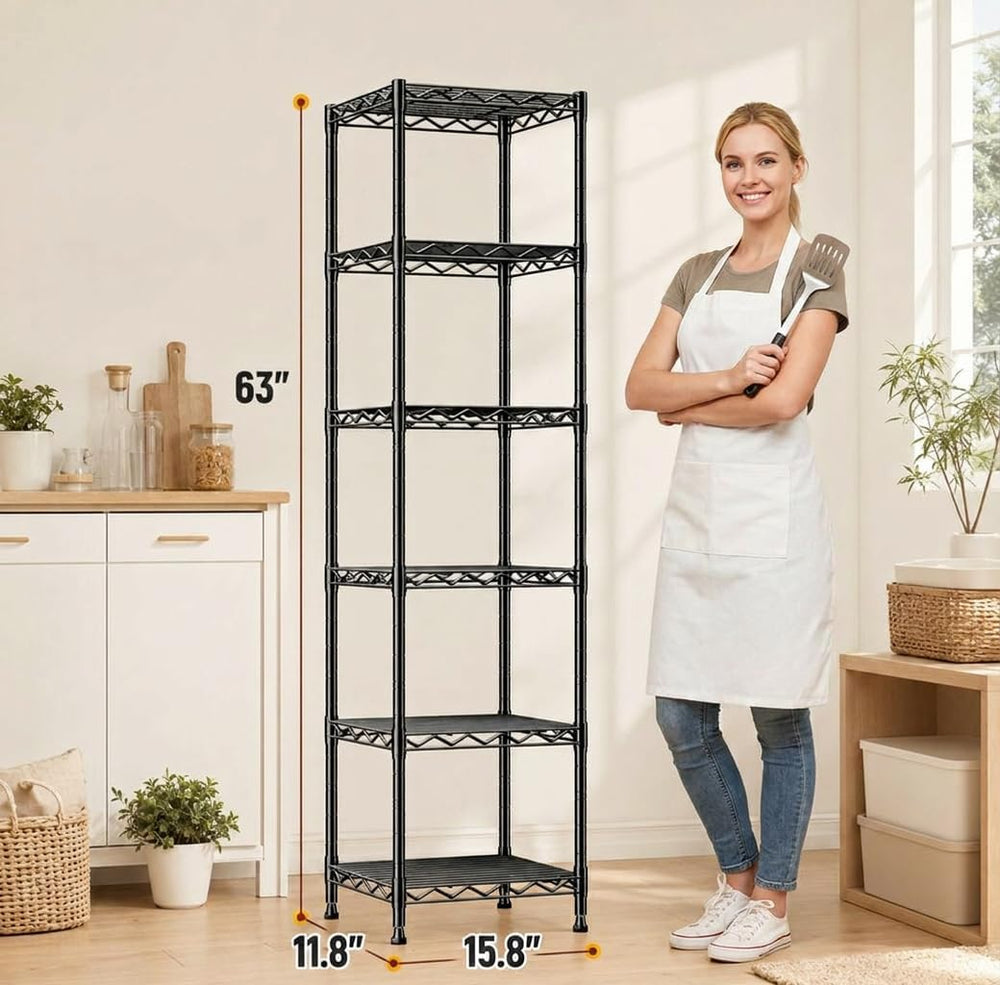 GRANNY SAYS 6-Tier Narrow Storage Shelves for Small Spaces, 15.8" W Meta...