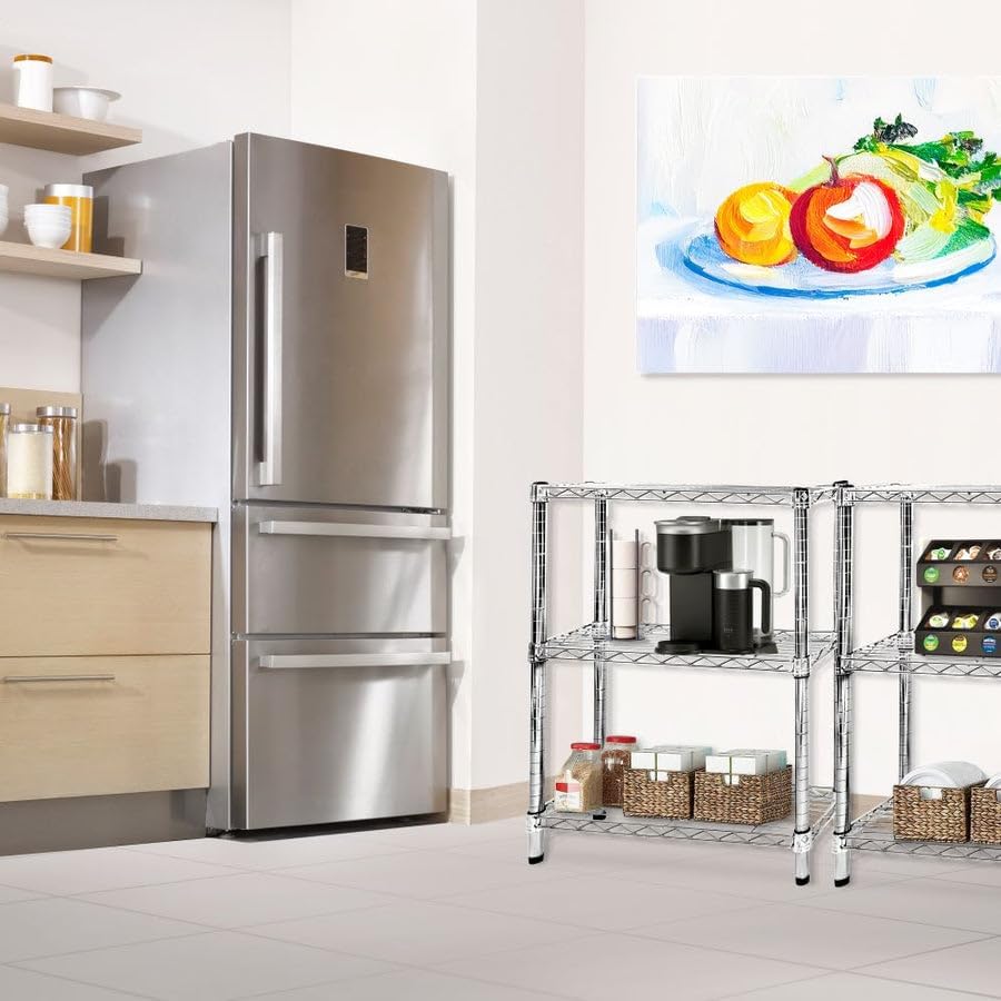 Shelving Inc. 18" d x 18" w Chrome Wire Shelving with 3 Tier Shelves